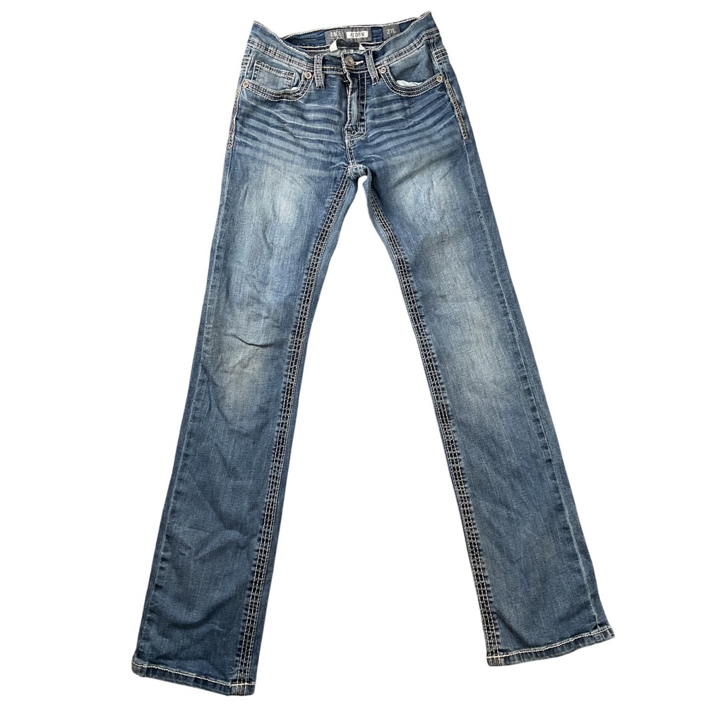 BKE Aiden Bootleg Jeans‎ Womens 27L Blue Medium Wash Contrast Stitch Denim